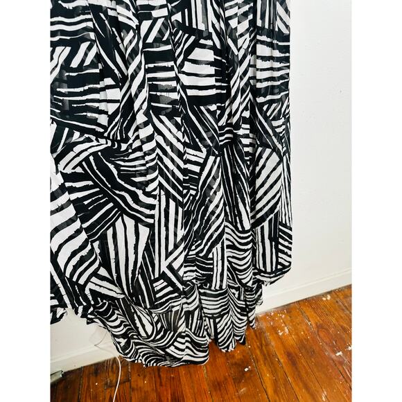TOCCIN Black White Printed Trapeze High Low Sleeveless Maxi Dress size 20 - Picture 9 of 15